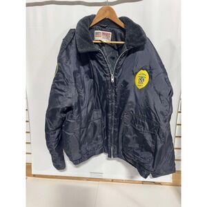 Vtg Bomber Jacket National Patrol Security Full Zip y2k Insulated Black 2XL